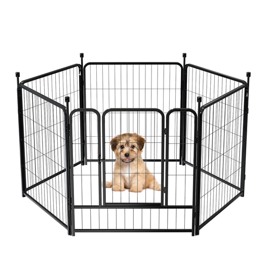 Anyask 32″ Tall 6 Panels Metal Dog Playpen  for Exercise Outdoor Indoor Fence, Black