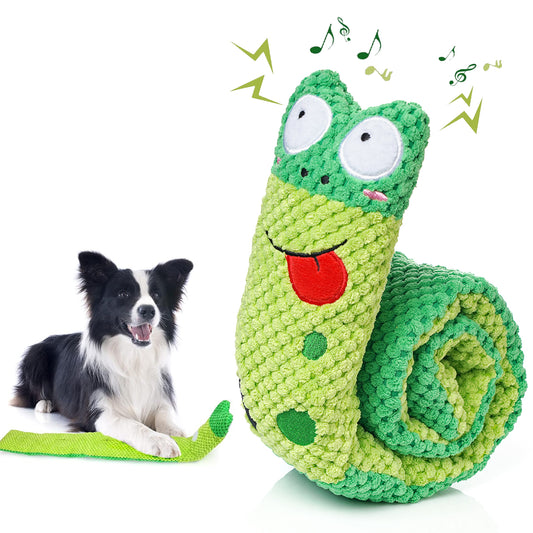 Anyask Plush Dog Squeak Toys for large Small Medium dogs for Aggressive Chewers, Frog