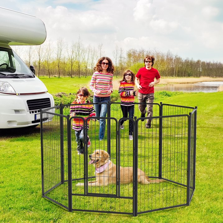 40″ Tall 8 Panels Metal Dog Playpen for Exercise Outdoor Indoor Fence, Black