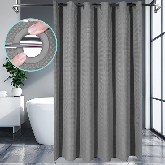 Cocosity Hookless Waffle Weave Waterproof Shower Curtain, 74" x 72", Gray