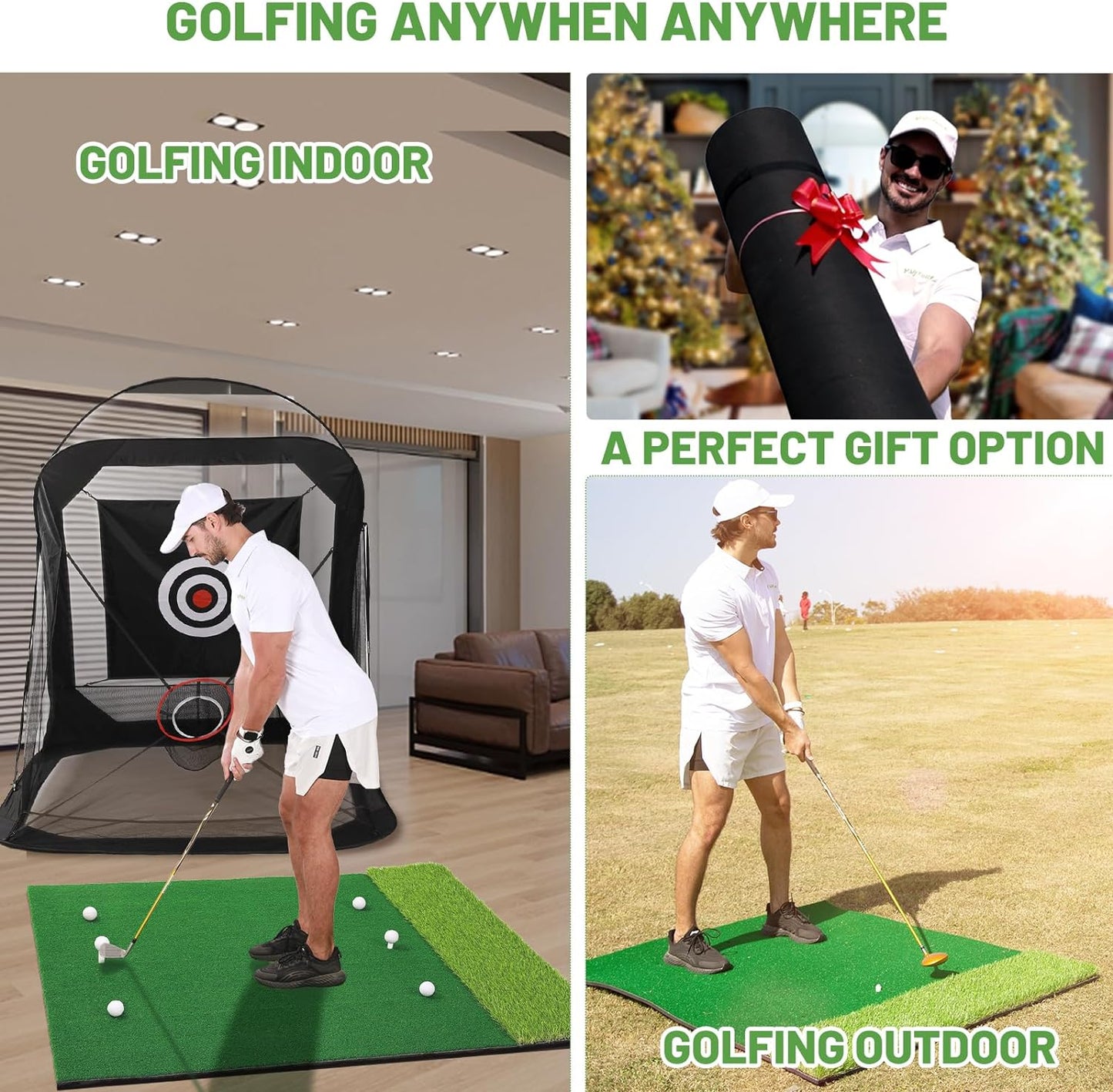 Pro Thickened Golf Mat Set for Indoor/Outdoor Swing Practice