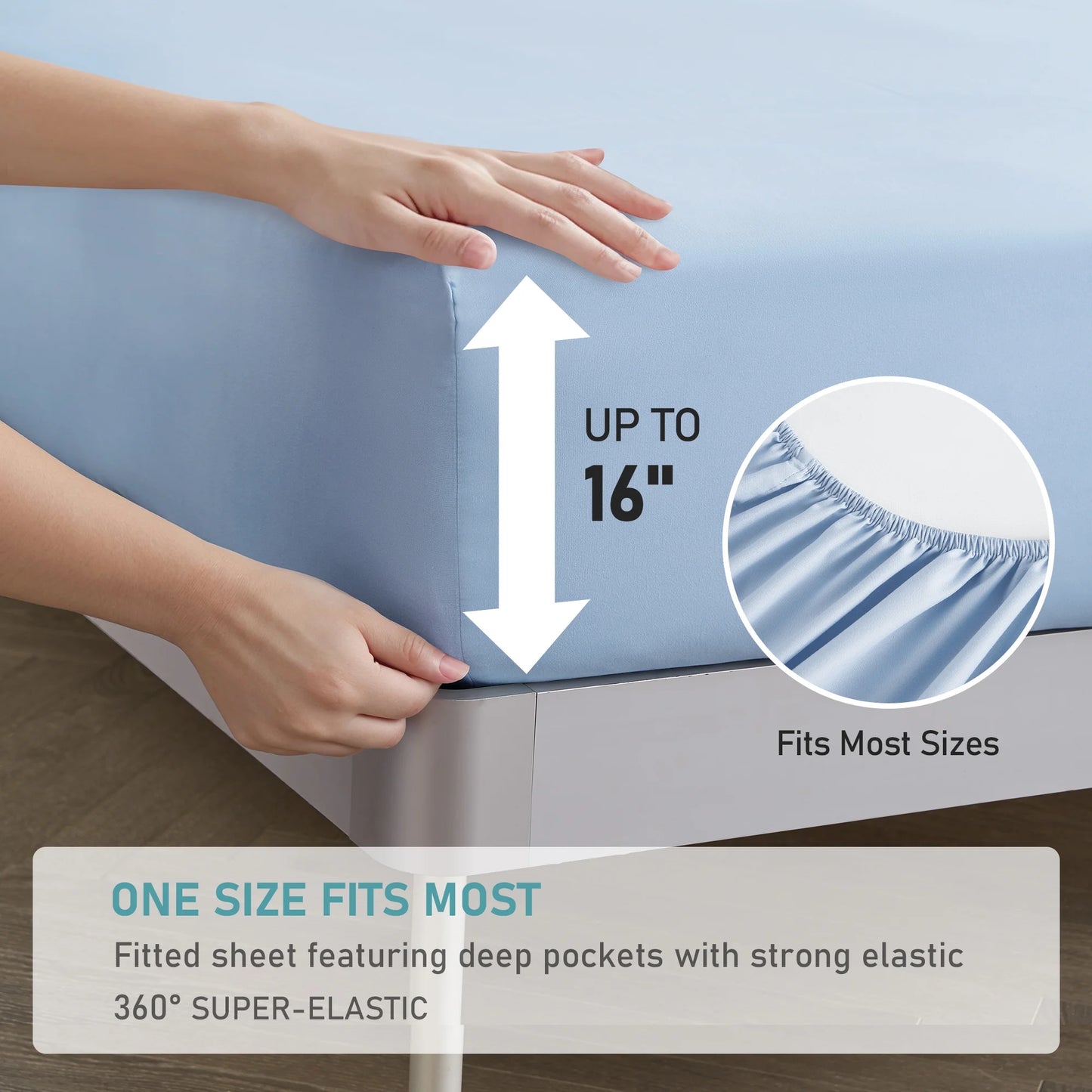 Bed Sheets Set with 6 Pieces，Extra Soft Made from Microfiber Deep Pocket Sheet Set, Full Blue