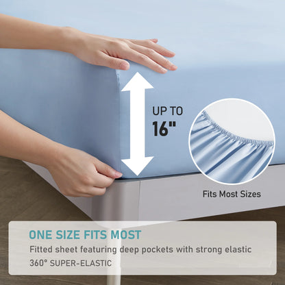 Bed Sheets Set with 6 Pieces，Extra Soft Made from Microfiber Deep Pocket Sheet Set, King Blue