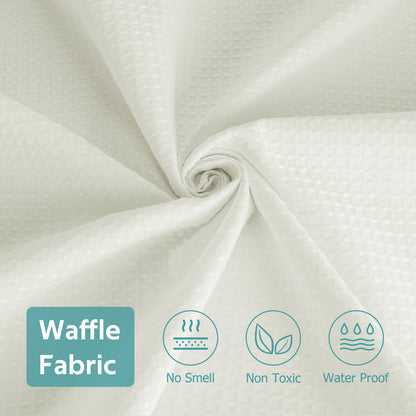 Cocosity Waffle Textured Heavy Duty Shower Curtains with PEVA Clear Shower Liner & Hooks - Beige 84"x72"