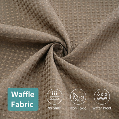 Cocosity Waffle Textured Heavy Duty Shower Curtains with PEVA Clear Shower Liner & Hooks - Brown 84"x72"