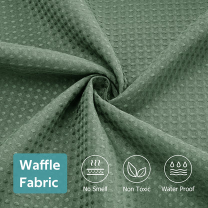 Cocosity Waffle Textured Heavy Duty Shower Curtains with PEVA Clear Shower Liner & Hooks - Green 72"x72"