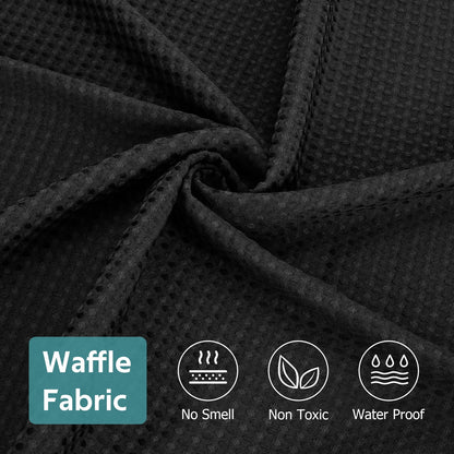 Cocosity Waffle Textured Heavy Duty Shower Curtains with PEVA Clear Shower Liner & Hooks - Black 72"x72"