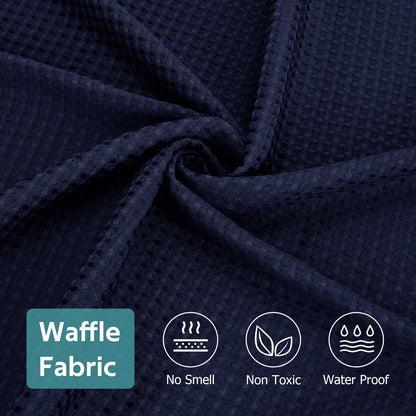 Cocosity Waffle Textured Heavy Duty Shower Curtains with PEVA Clear Shower Liner & Hooks - Blue 84"x72"