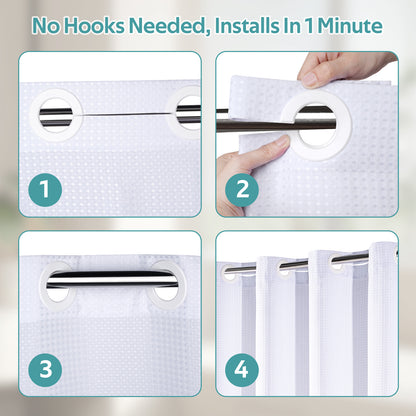 Cocosity Hookless Waffle Weave Waterproof Shower Curtain, 74" x 72", White