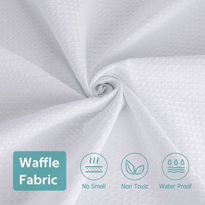 Cocosity Waffle Textured Heavy Duty Shower Curtains with PEVA Clear Shower Liner & Hooks - White 84"x72"