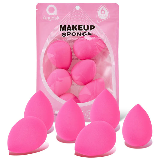 Makeup Sponge, Latex-Free Super Soft Beveled Beauty Egg, For Mixing Liquid Foundation, Rose Red