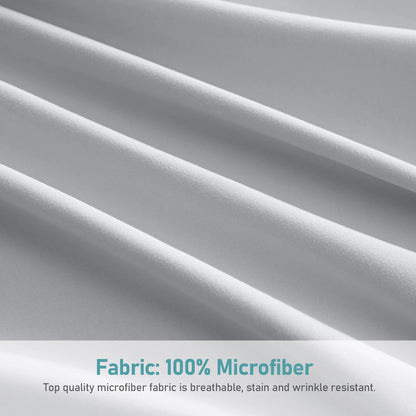 Polyester Microfiber 4 Piece Bed Sheets Set for Hotel Home Apartment School Bedding, Light Gray Twin Size Bedding