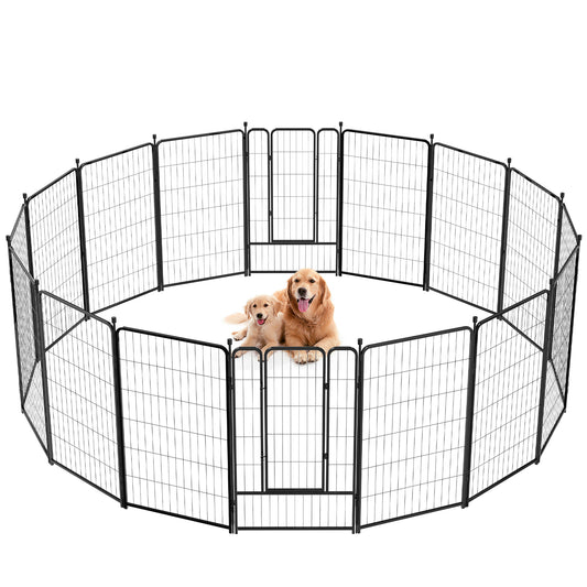 Anyask 45″ Tall 16 Panels Heavy Duty Metal Dog Playpen for Exercise Outdoor Indoor Fence, Black