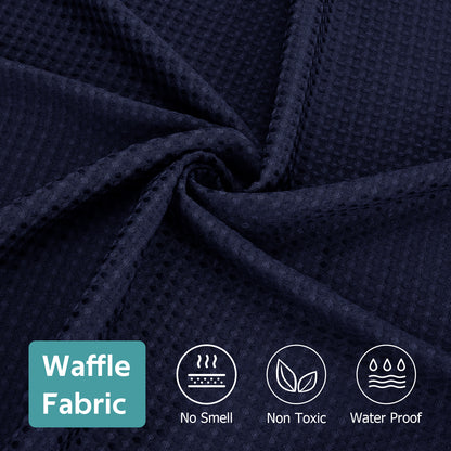 Cocosity Hookless Waffle Weave Waterproof Shower Curtain, 74" x 72", Blue