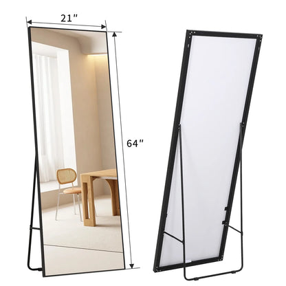 Anyask Rectangular Full Length Mirror for Bedroom, Living Room, Bathroom, Black 1.63cm