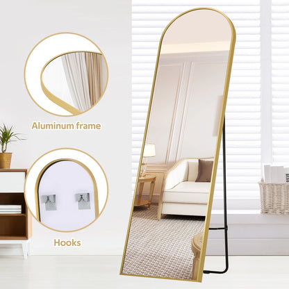 Anyask Arched Full Length Mirror for Bedroom, Living Room, Bathroom, Gold 1.5cm