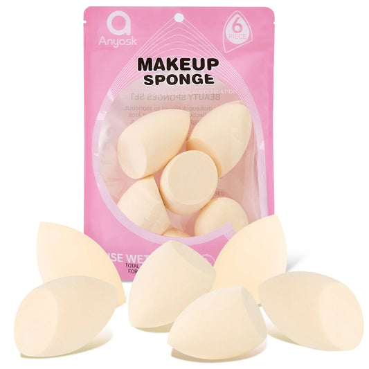 Makeup Sponge,Latex-Free Super Soft Beveled Beauty Egg, For Blending Liquid Foundation, Beige