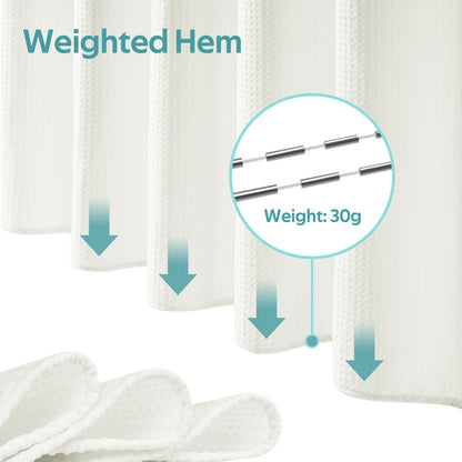 Cocosity Waffle Textured Heavy Duty Shower Curtains with PEVA Clear Shower Liner & Hooks - Beige 84"x72"