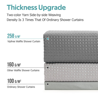 Cocosity Hookless Waffle Weave Waterproof Shower Curtain, 74" x 72", Gray