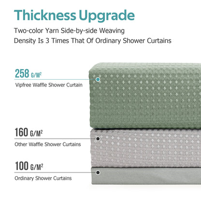 Cocosity Hookless Waffle Weave Waterproof Shower Curtain, 86" x 72", Green