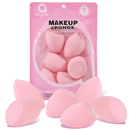 Makeup Sponge, Latex-Free Super Soft Beveled Beauty Egg, For Mixing Liquid Foundation, Bright Pink