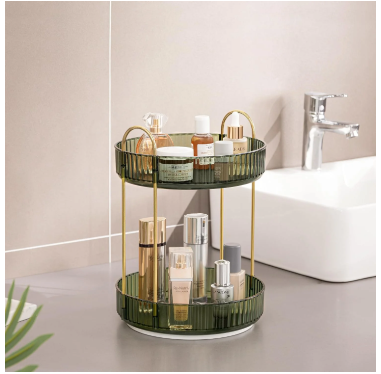 360° Rotating Makeup Organizer,Large-Capacity Skincare Make Up Storage，Green