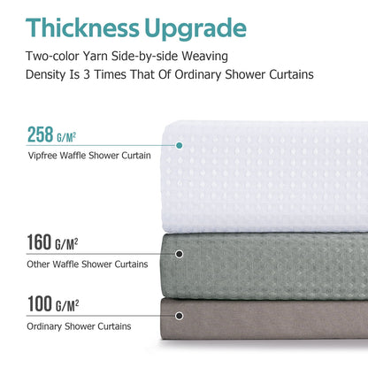 Cocosity Hookless Waffle Weave Waterproof Shower Curtain, 74" x 72", White