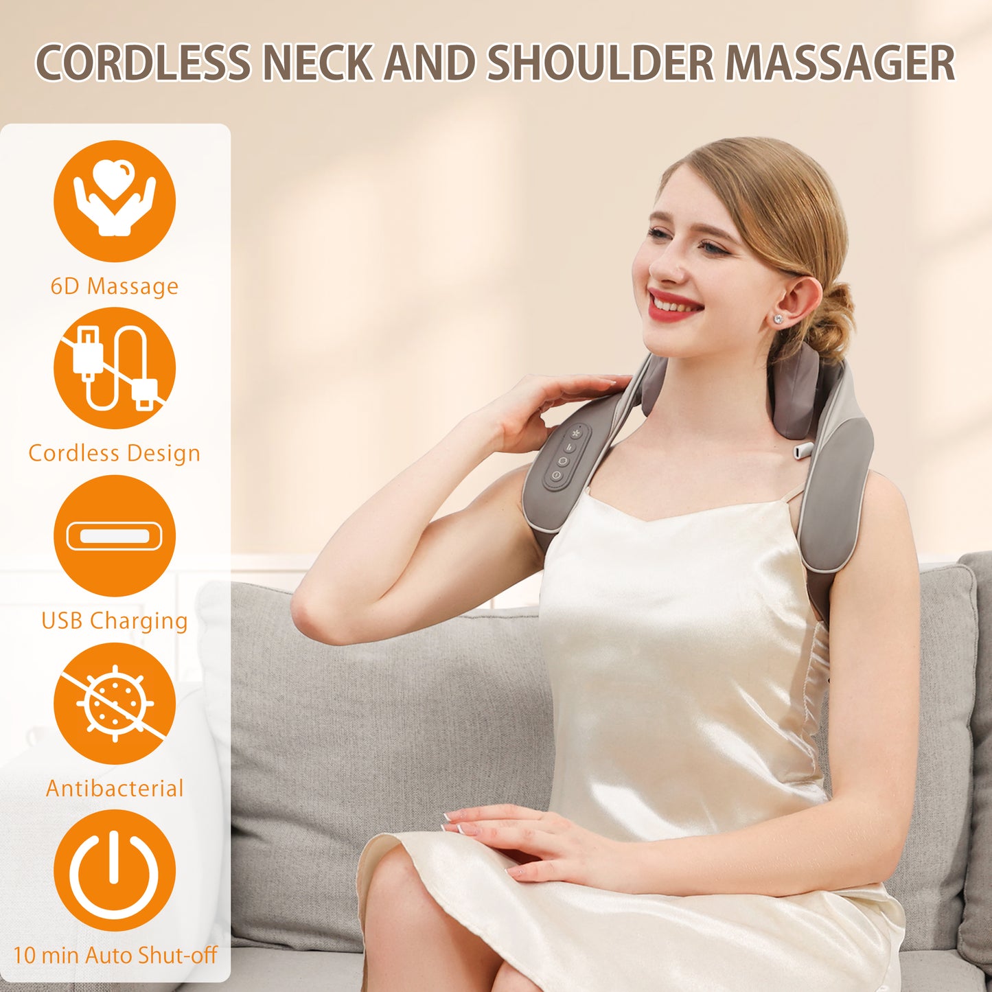 Electric Neck and Shoulder Massager With Heat & Cordless For Muscle Relaxation Gift