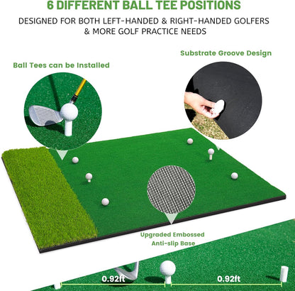 Pro Thickened Golf Mat Set for Indoor/Outdoor Swing Practice