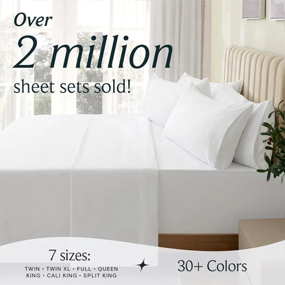 Bed Sheets Set with 6 Pieces，Extra Soft Made from Microfiber Deep Pocket Sheet Set, Twin White