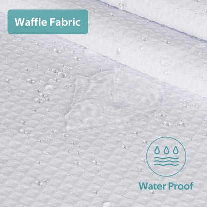 Cocosity Waffle Textured Heavy Duty Shower Curtains with PEVA Clear Shower Liner & Hooks - White 84"x72"