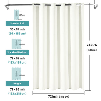 Cocosity Hookless Waffle Weave Waterproof Shower Curtain, 74" x 72", Beige