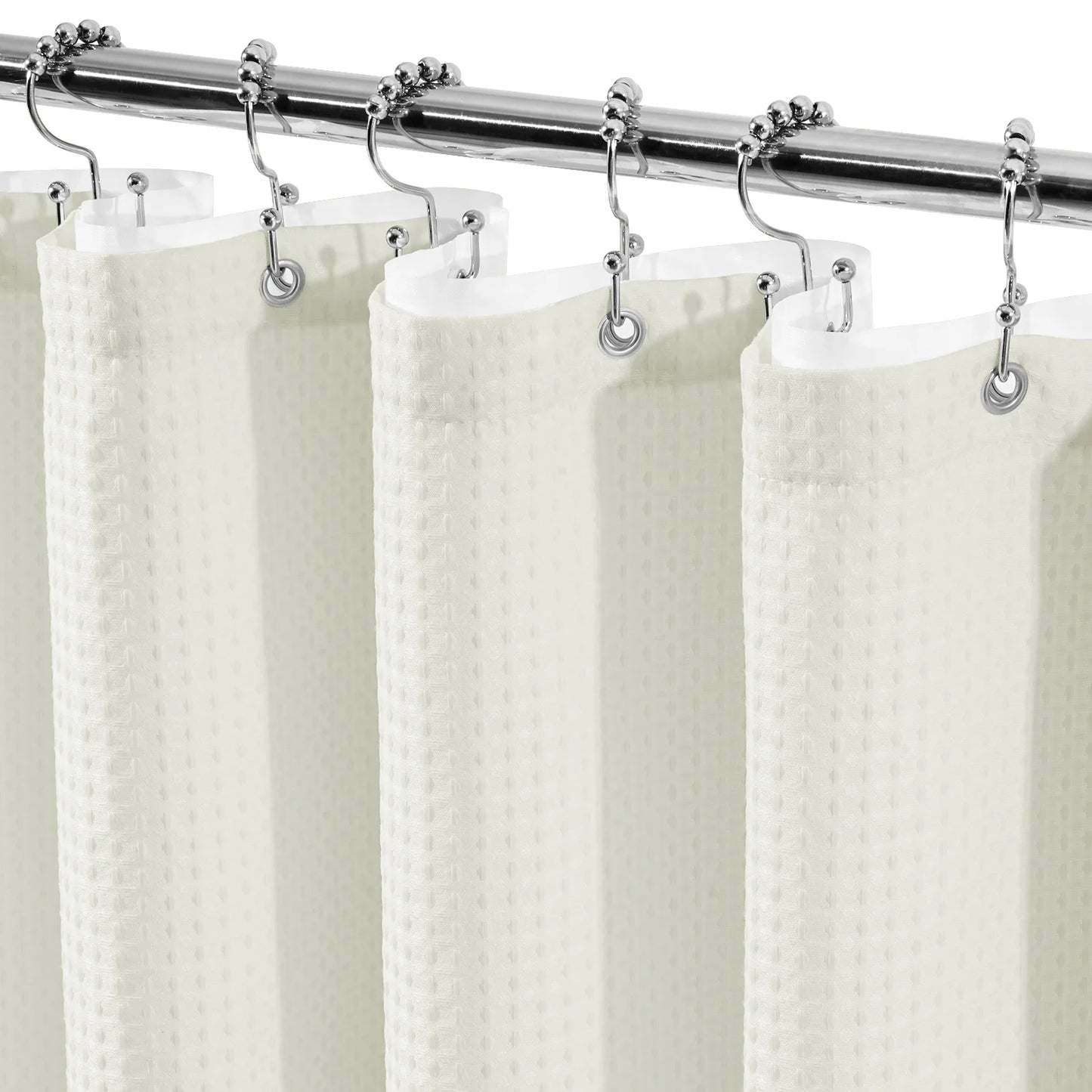 Cocosity Waffle Textured Heavy Duty Shower Curtains with PEVA Clear Shower Liner & Hooks - Beige 84"x72"