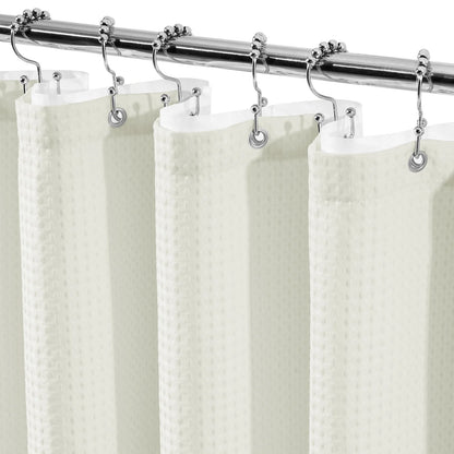 Cocosity Waffle Textured Heavy Duty Shower Curtains with PEVA Clear Shower Liner & Hooks - Beige 84"x72"