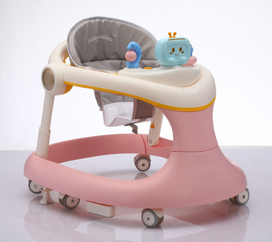 3 in 1 Baby Walker with Wheels & Baby Bouncer Activity Center for Infant Toddler Girls 6 to 24 Months,pink