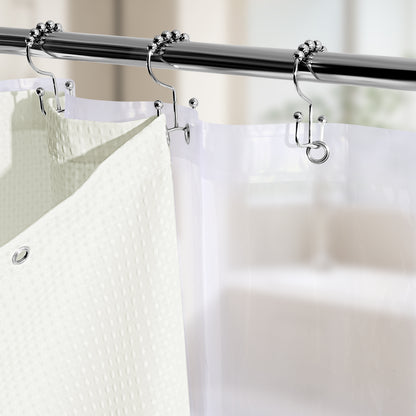 Cocosity Waffle Textured Heavy Duty Shower Curtains with PEVA Clear Shower Liner & Hooks - Beige 84"x72"