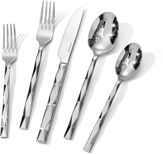 20 Piece Stainless Steel Flatware Set , Silver Tableware Service for 4