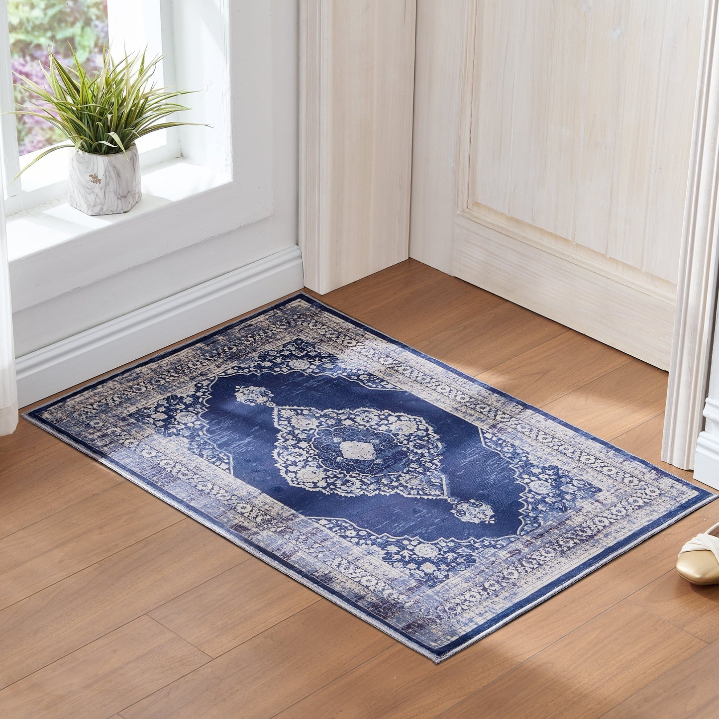 6'x9' Persian Washable Blue Area Rugs for Living Room Bedroom Dining Room Office