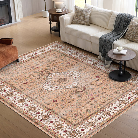 8'x10' Washable Vintage Style Low-Pile Soft Area Rug for Living Room Bedroom Office
