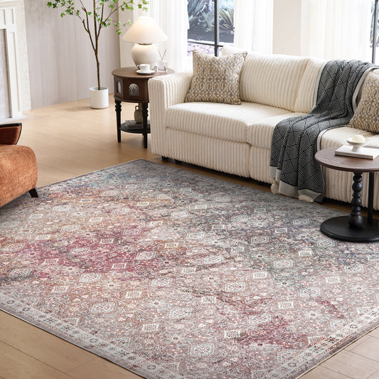 8'x10' Vintage Floral Area Rugs Washable Non Slip for Living Room Bedroom Kitchen Colorful