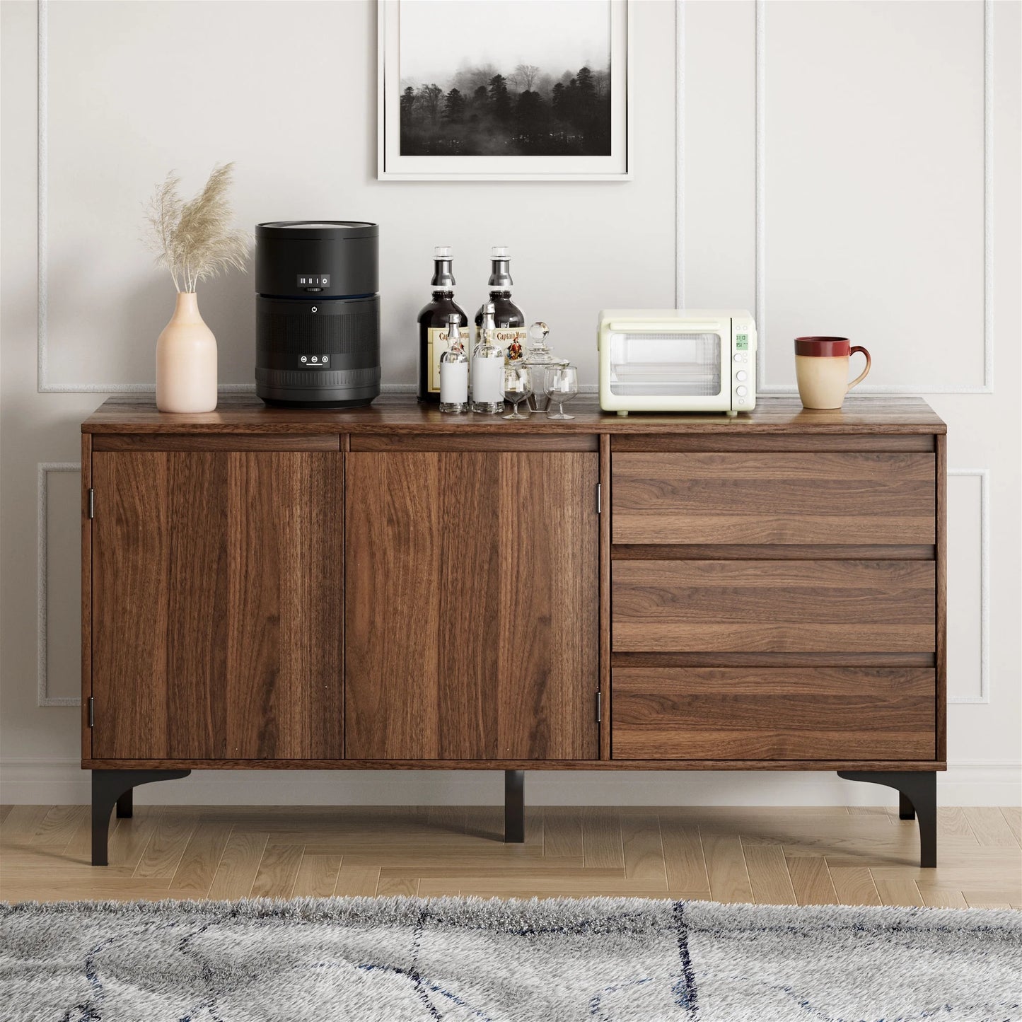 Buffet Cabinet with Storage for Hallway, Entry, Living Room, Natural