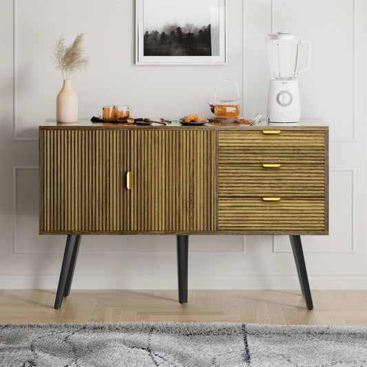 Buffet Sideboard Cabinet with Storage for Dining Living Room, Walnut Brown