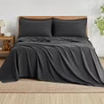 Polyester Microfiber Dark Twin Size 4 Piece Bed Sheets Set with 16-Inch Deep Pockets for Hotel Home Apartment School Bedding