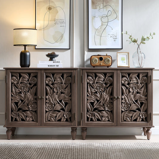 Cocosity Vintage Hollow Carving Buffet Cabinet for Dining Room