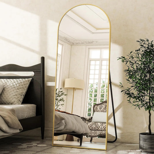 Cocosity Arched Gold Frame 64"x21" Floor Dresser Mirrors for living Bed Bath Office Room wall