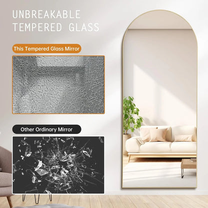 Cocosity Arched Gold Frame 64"x21" Floor Dresser Mirrors for living Bed Bath Office Room wall