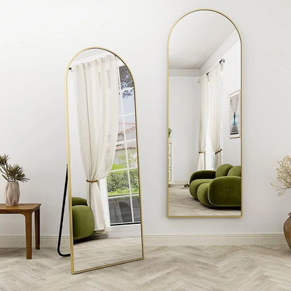 Cocosity Arched Gold Frame 64"x21" Floor Dresser Mirrors for living Bed Bath Office Room wall