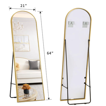 Cocosity Arched Gold Frame 64"x21" Floor Dresser Mirrors for living Bed Bath Office Room wall