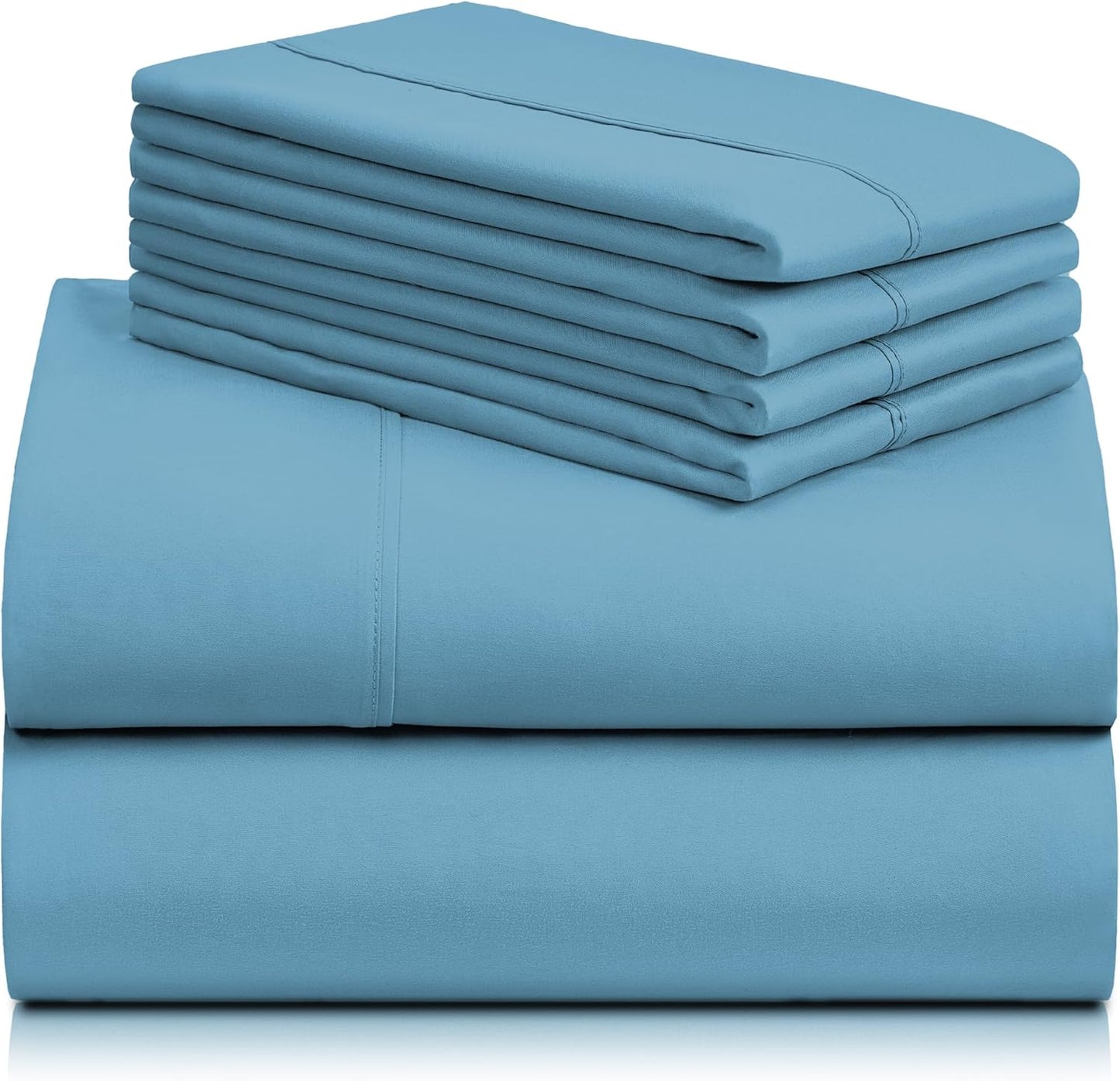 Bed Sheets Set with 6 Pieces，Extra Soft Made from Microfiber Deep Pocket Sheet Set, King Blue