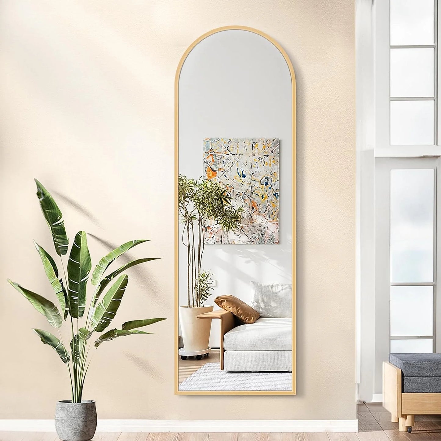 Arched Gold Frame 59"x16" Floor Dresser Mirrors for living Bed Bath Office Room wall